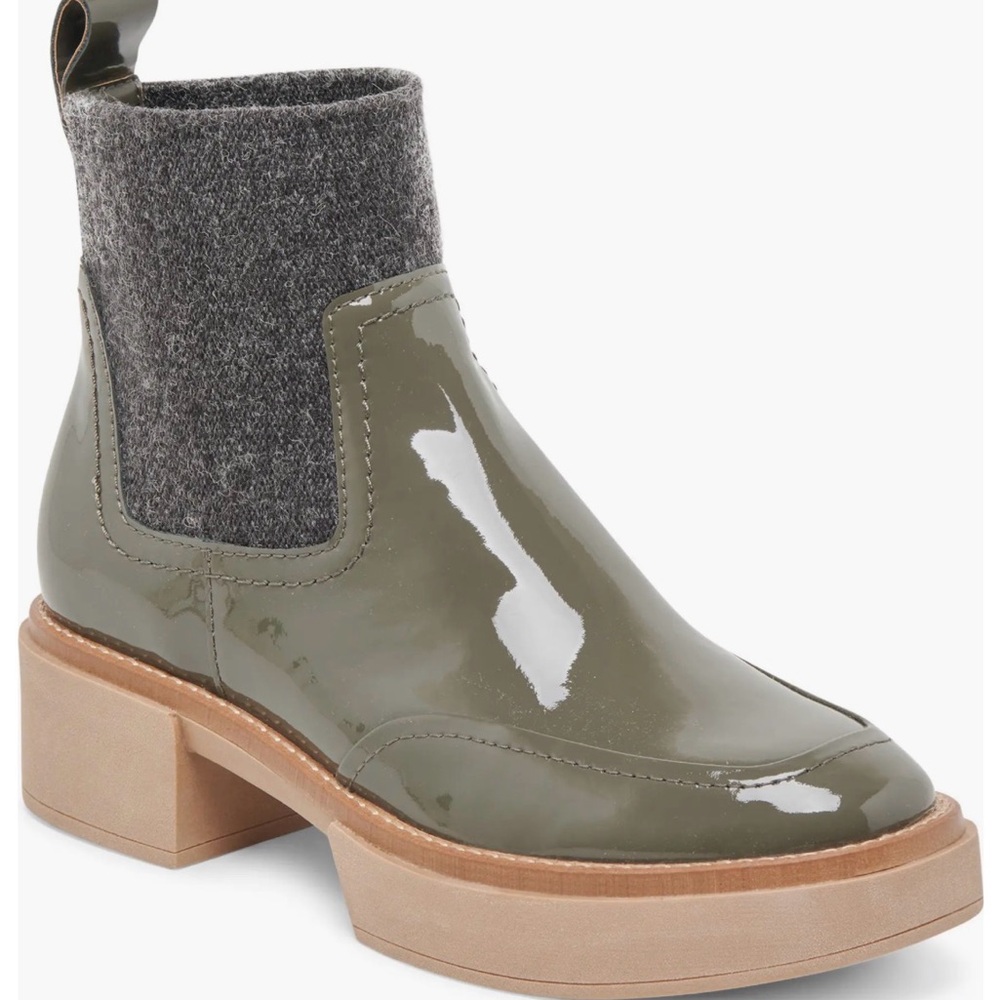 Dolce Vita Saline H20 Waterproof Platform Olive and Gray Ankle Booties